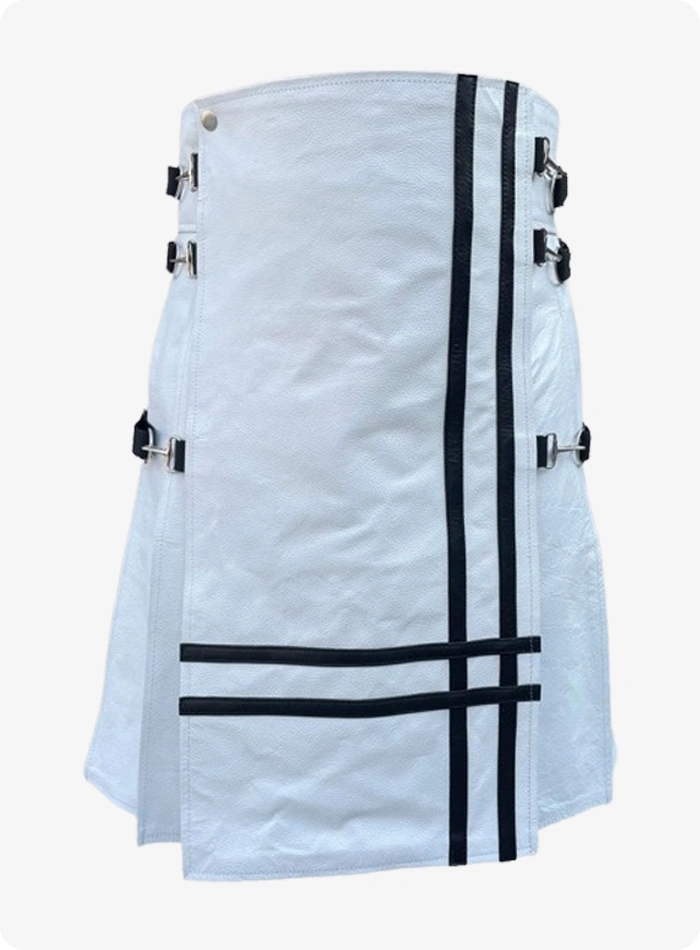 Kilt en cuir blanc cassé fait main