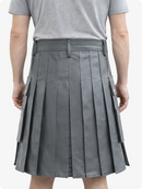 Handcrafted Grey Leather Utility Kilt with Front Button Rivets
