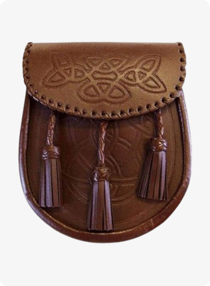 Handmade Brown Celtic Embossed Leather Sporran