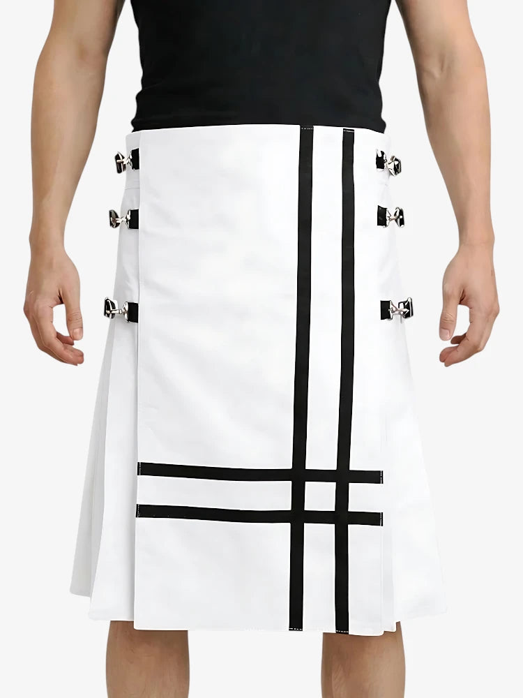 Kilt en cuir blanc fait main