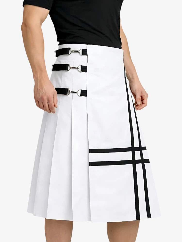 Kilt en cuir blanc fait main