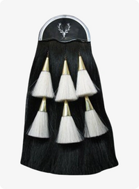 Horse Hair Black Sporran With Six White Tussles