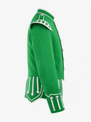 Green jacket with white accents on a white background