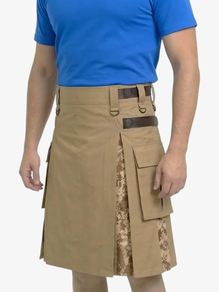 Jupe Écossaise Hybride Kaki avec Plis Camouflage Désert