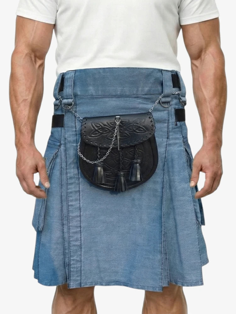 Jupe Écossaise en Denim Bleu Clair