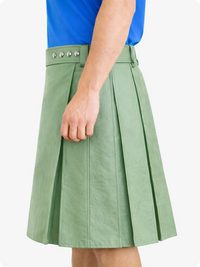 Light Green skirt worn by a person on a white background