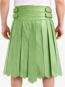 Light Green pleated skirt with belt on a white background