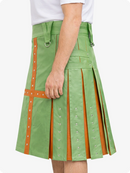 Light Green kilt with orange accents on a white background