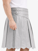 Light Gray pleated skirt with a belt on a white background