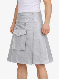 Gray skirt with front pocket on a white background