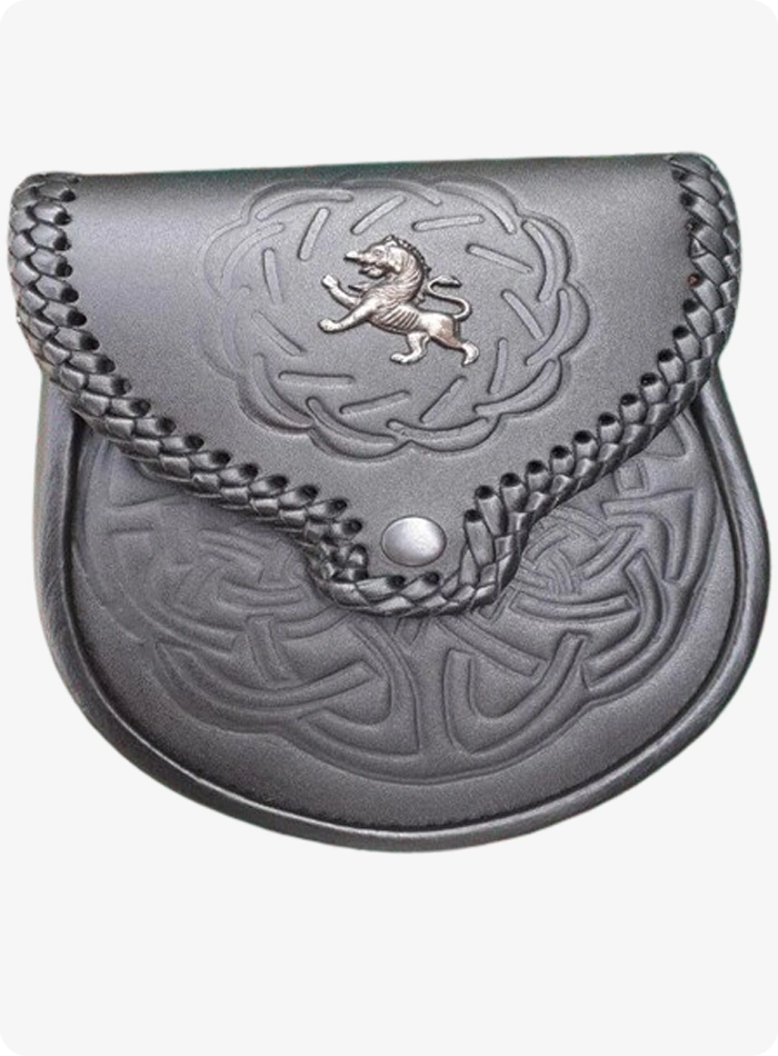 Handmade Lion Rampant Leather Sporran