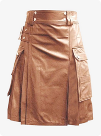Luxurious Stylish Brown Leather Kilt