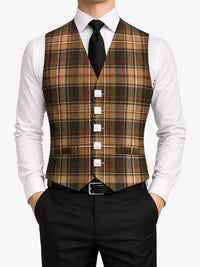 Mackenzie Weathered Tartan Waistcoat Front