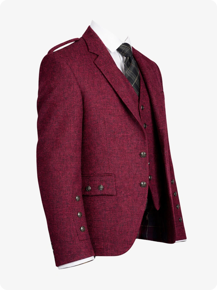 Magenata Tweed Argyle Kilt Jacket With Vest