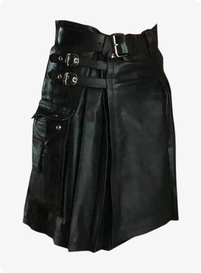 Kilt en cuir noir pour hommes sur mesure