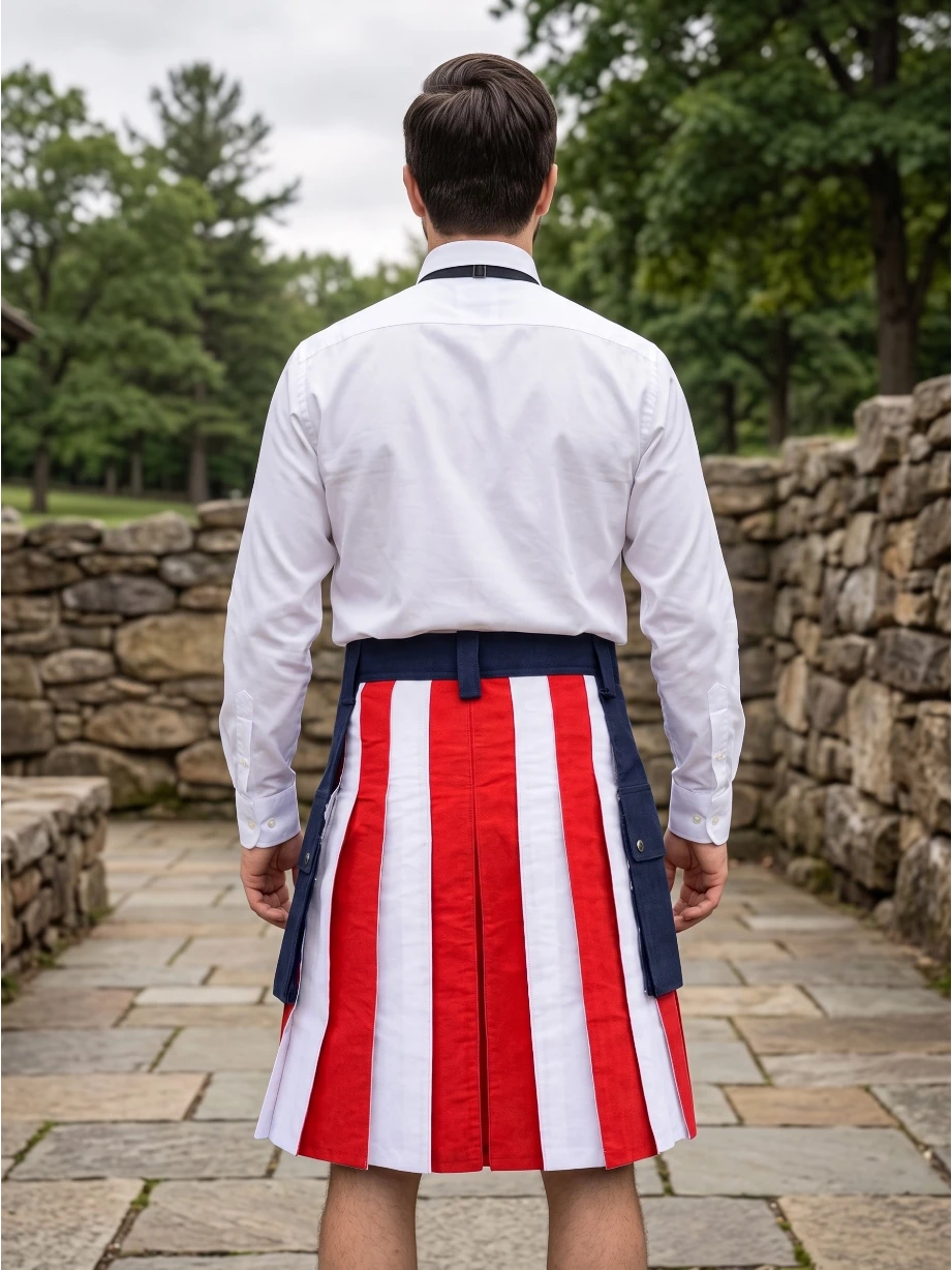 Kilt utilitaire traditionnel en coton drapeau Américain sur mesure