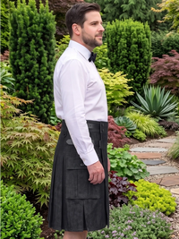Kilt utility noir en denim pour hommes sur mesure