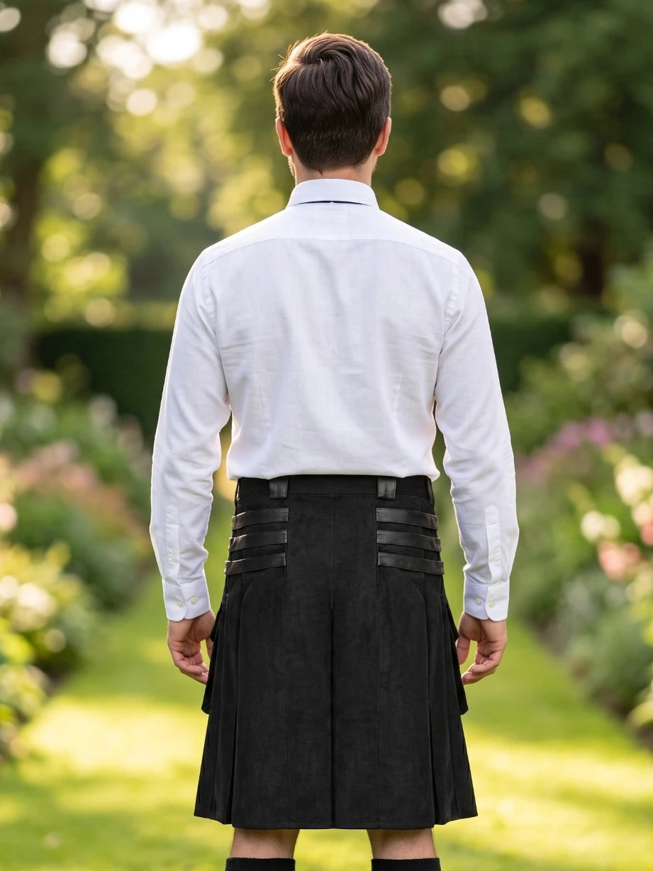 Kilt utilitaire gothique noir sur mesure