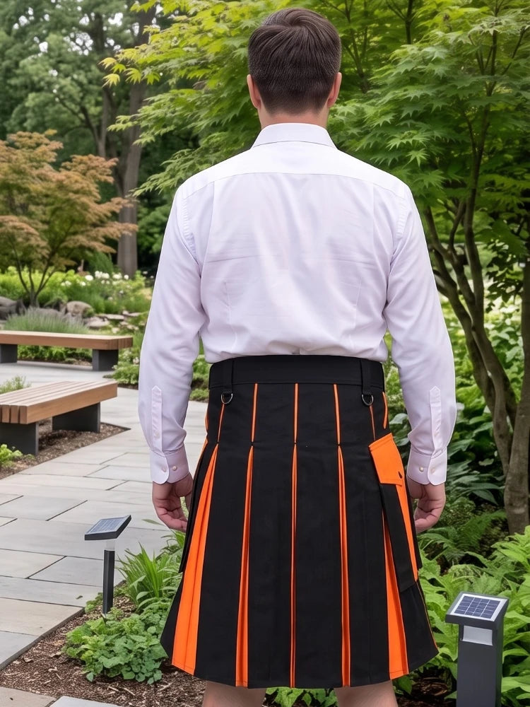 Kilt Utility noir et orange sur mesure