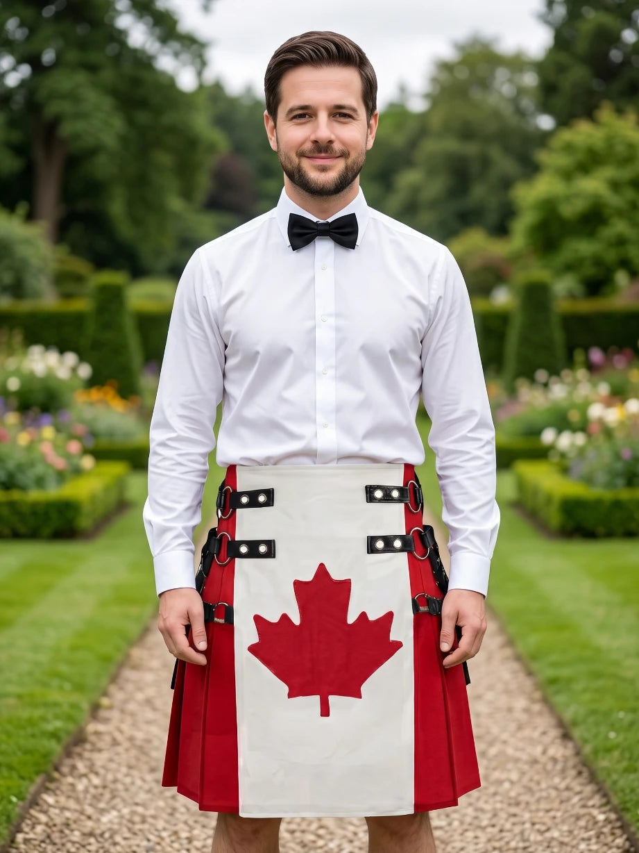 Kilt hybride utilitaire en coton à drapeau canadien sur mesure