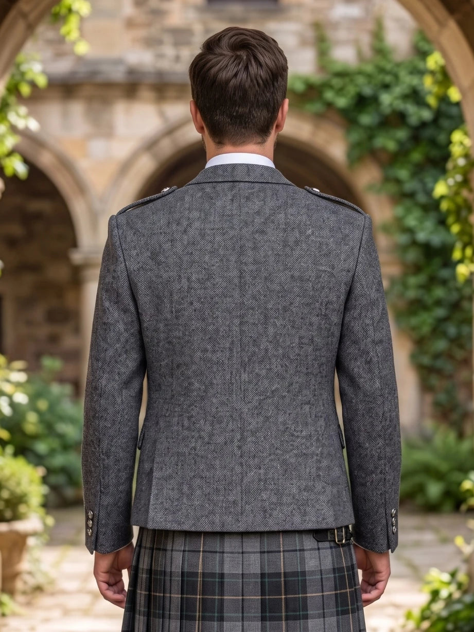 Veste Argyle en Tweed Chevrons Charbon