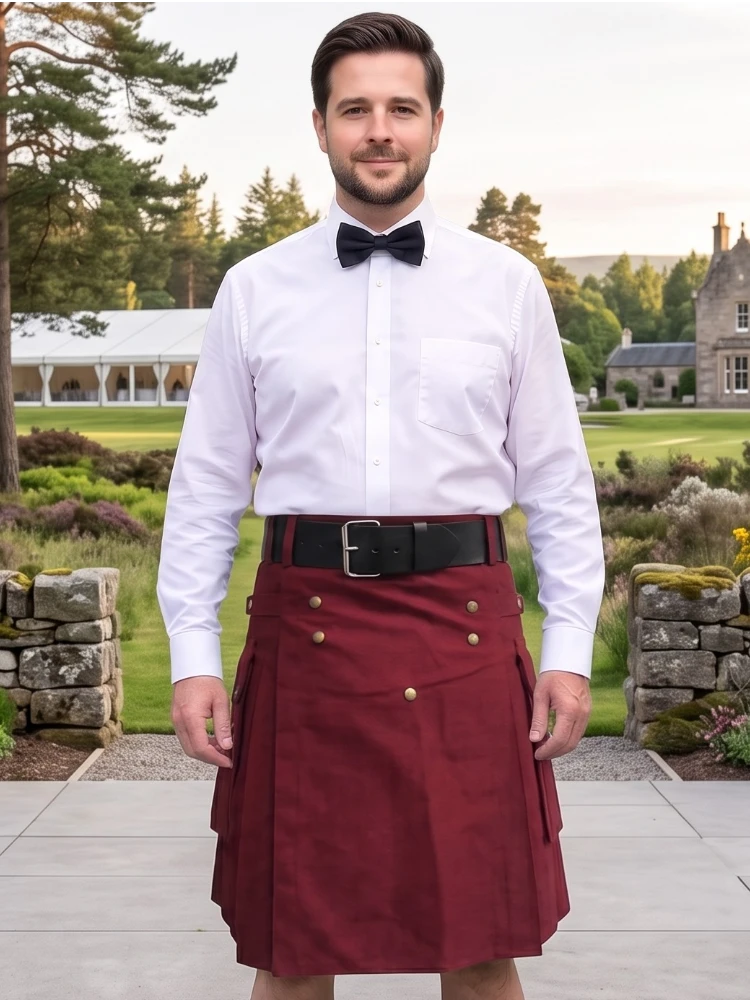 Kilt utilitaire classique bordeaux sur mesure