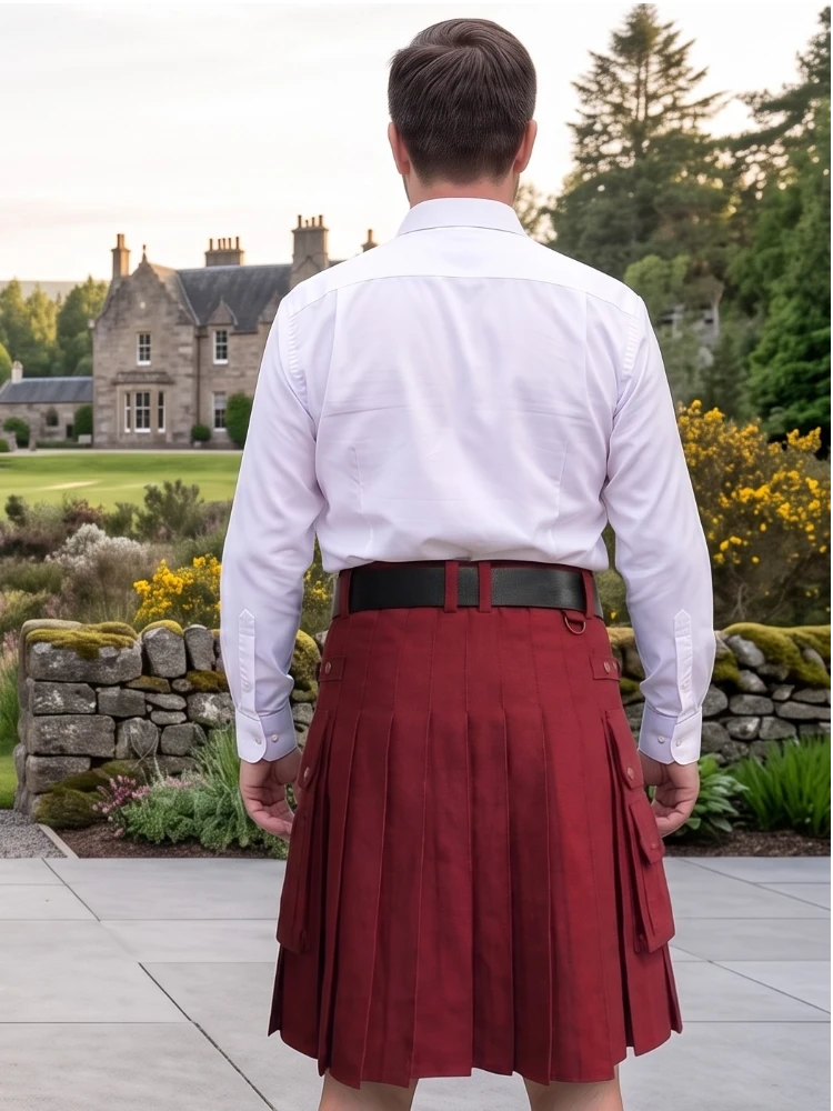 Kilt utilitaire classique bordeaux sur mesure