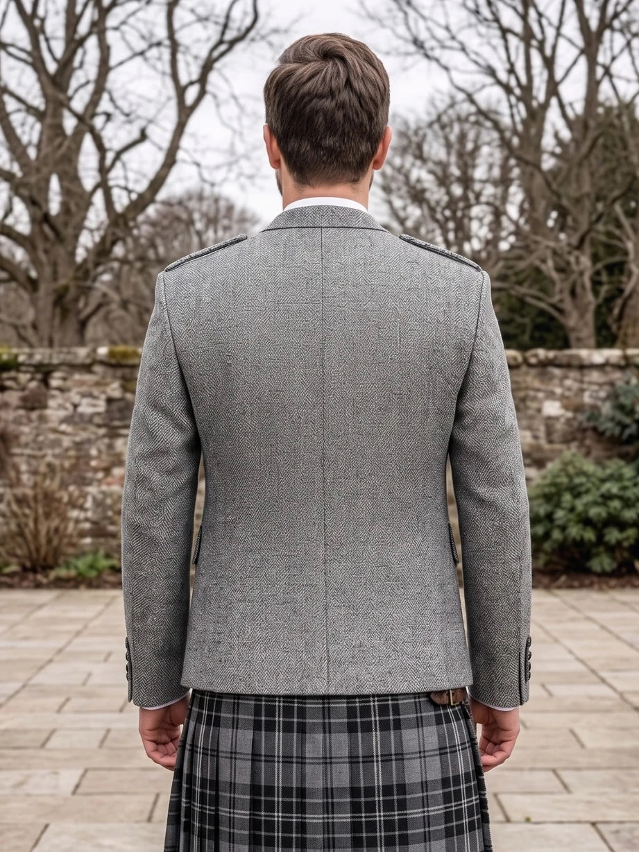 Veste Kilt Argyle en Tweed Gris avec Gilet