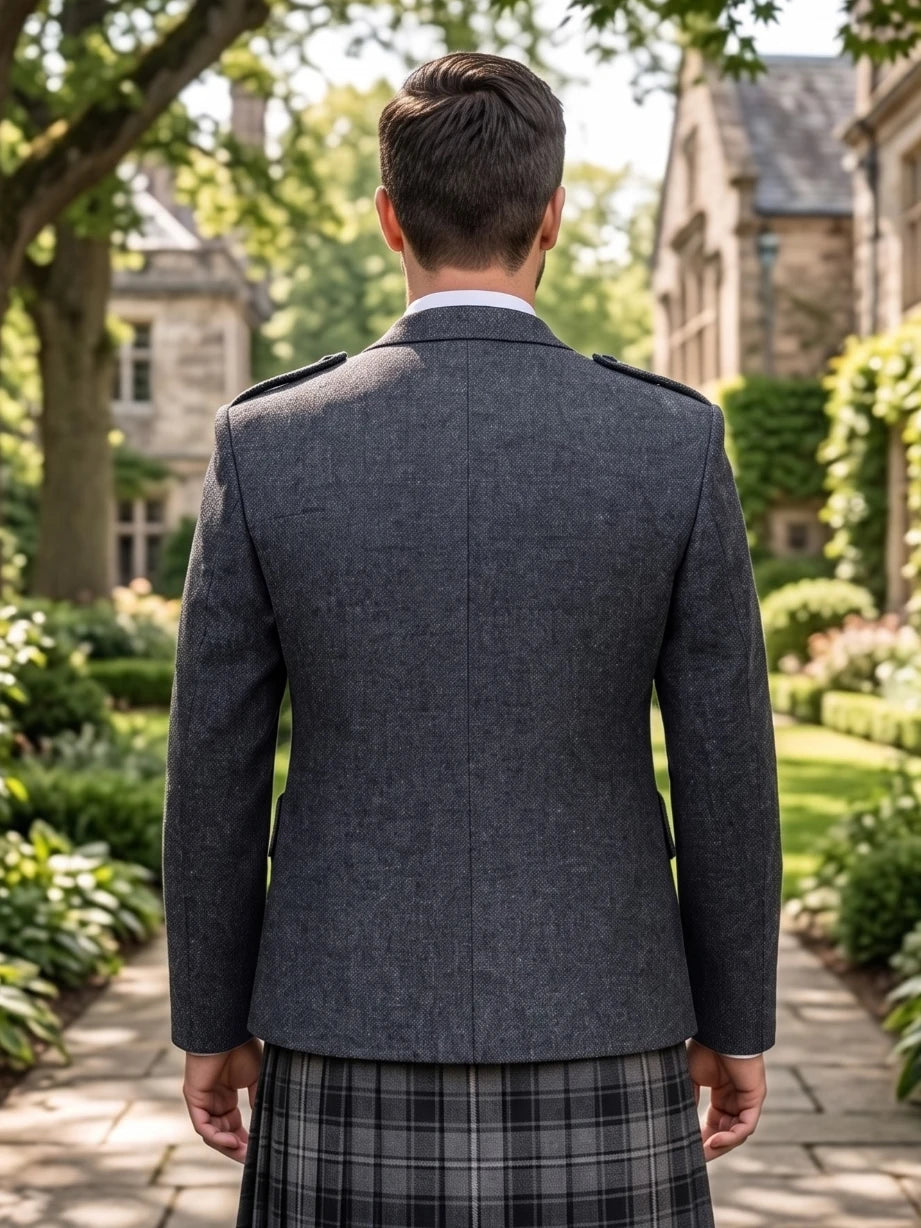 Veste de Kilt en Laine Grise avec Gilet