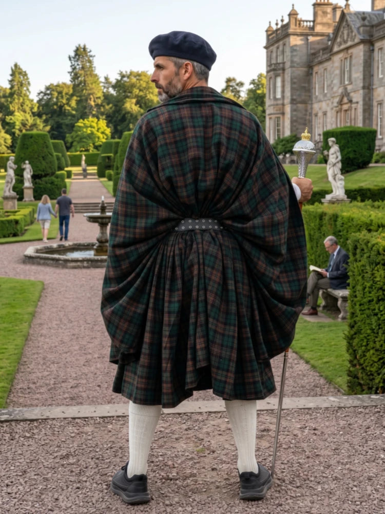 Grand Kilt Écossais pour Homme Marron avec Montre – Grand Kilt Highland en Tartan