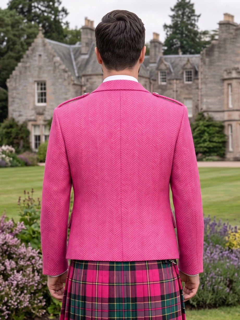 Veste Kilt Argyle en Tweed Rose avec Gilet