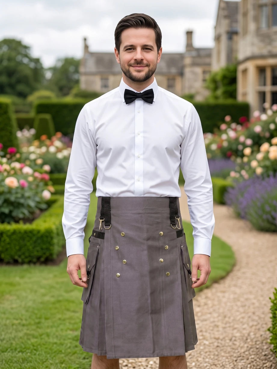 Kilt utilitaire écossais gris sur mesure