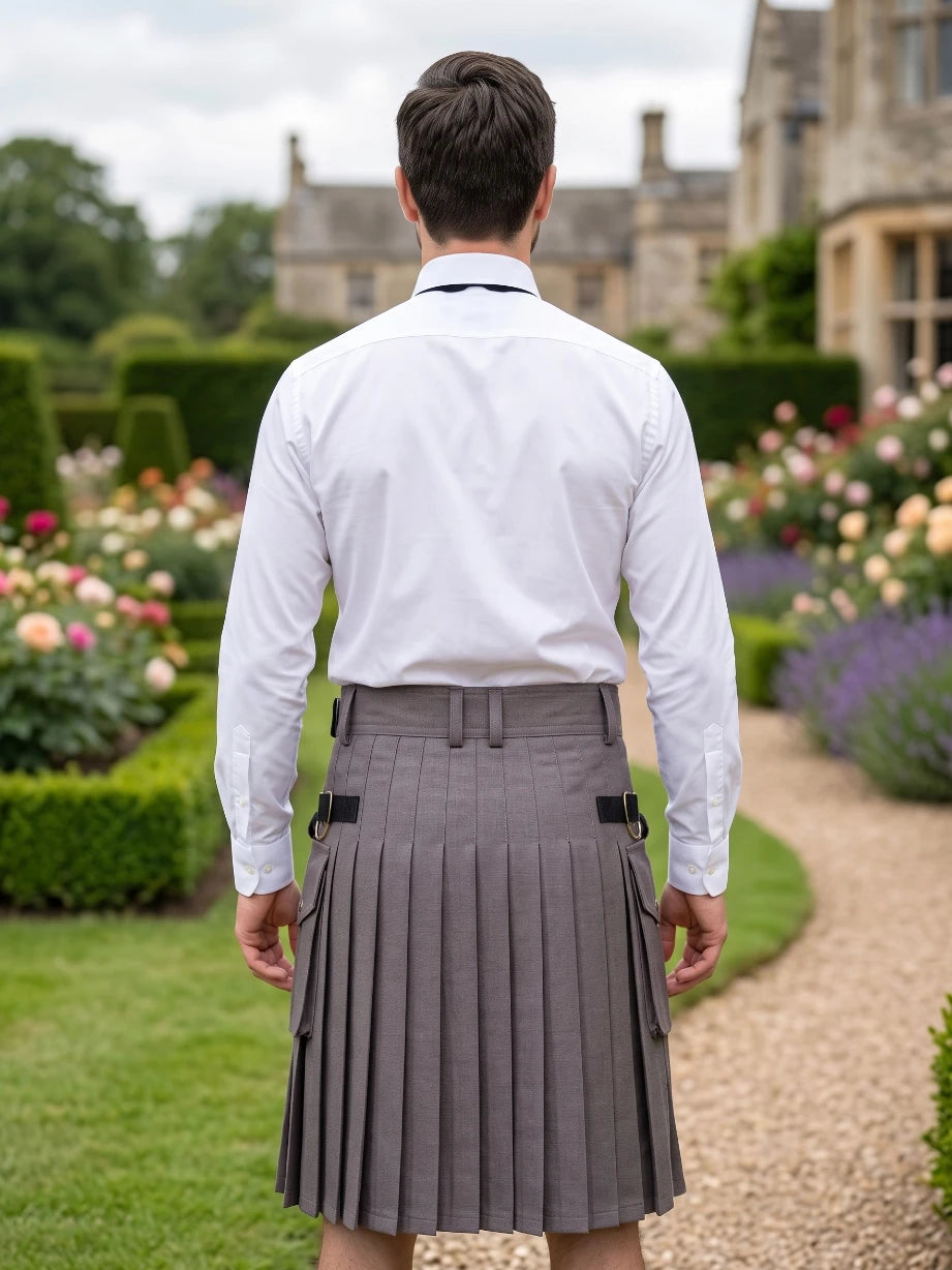 Kilt utilitaire écossais gris sur mesure