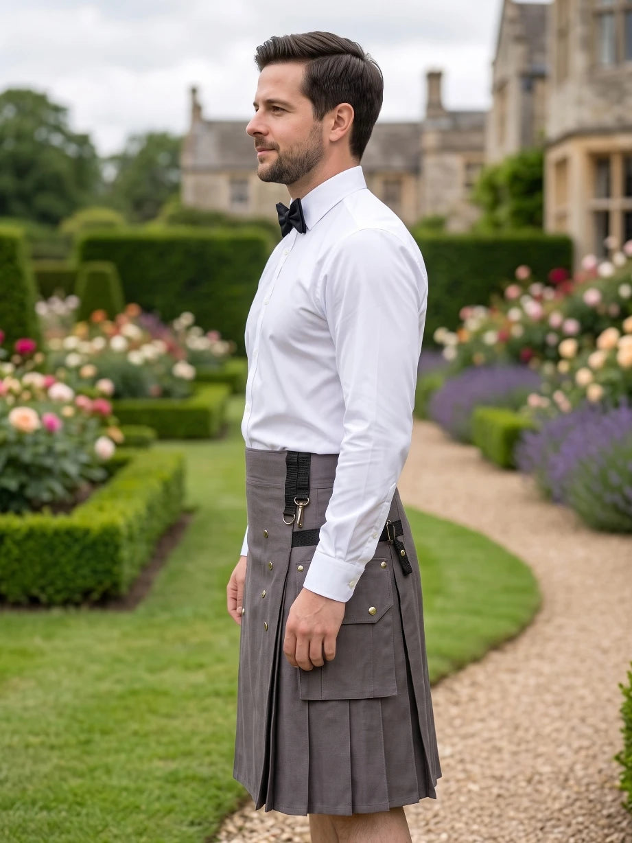 Kilt utilitaire écossais gris sur mesure