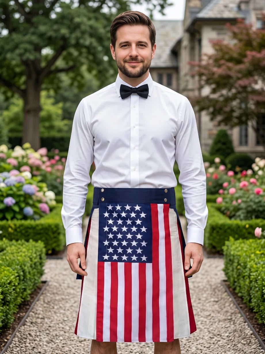 Kilt utilitaire unisexe drapeau US sur mesure