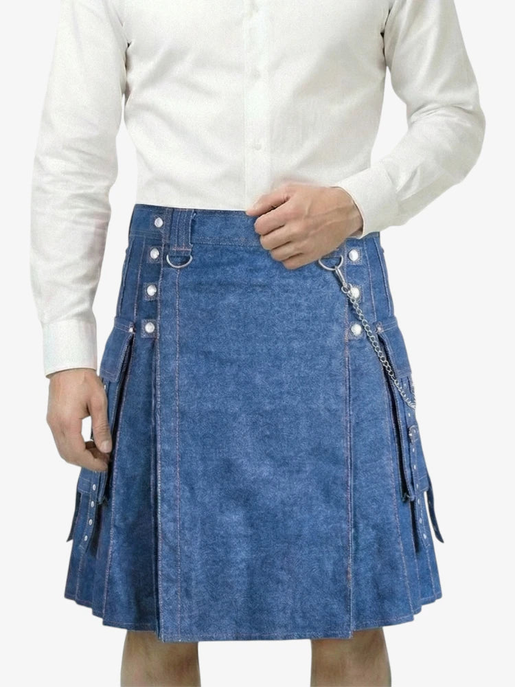 Jupe Écossaise en Denim Bleu Moderne