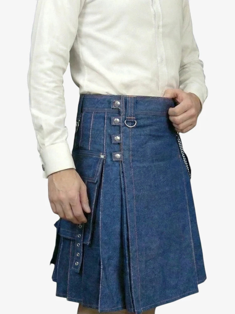 Jupe Écossaise en Denim Bleu Moderne