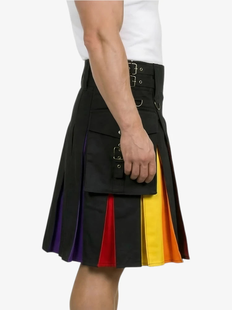 Jupe Arc-en-ciel Moderne avec Panneau Latéral Jaune