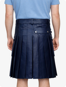 Navy Blue Genuine Leather Utility Kilt with Side Pockets