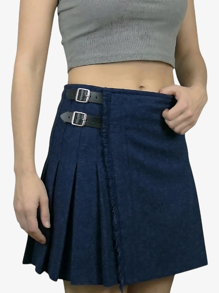 Kilt en Laine Bleu Marine pour Femme
