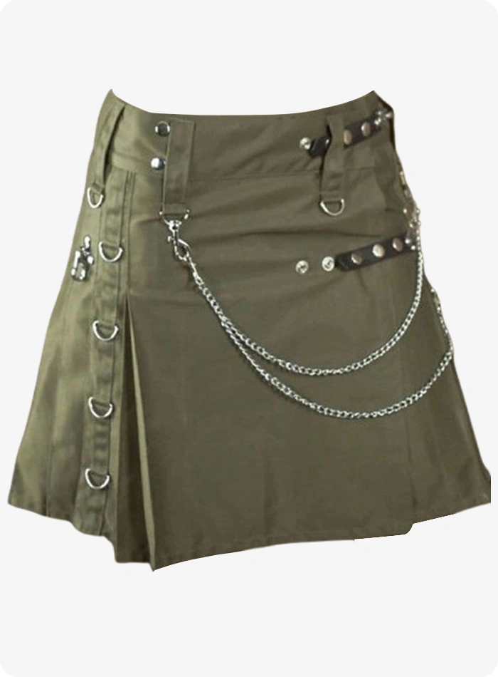 Kilt utilitaire olive femme sur mesure