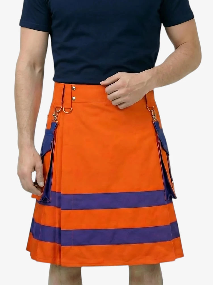 Kilt Utility Pompier Orange et Violet