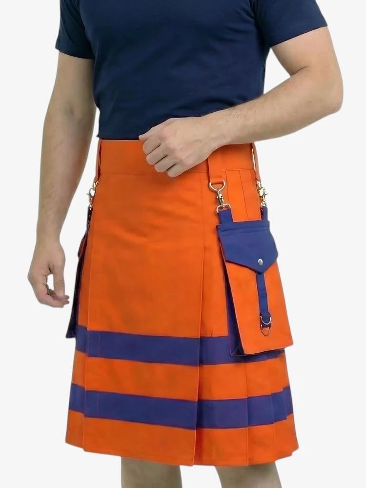 Kilt Utility Pompier Orange et Violet