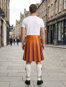 Orange Leather Kilt With Purple Pleats Back Side