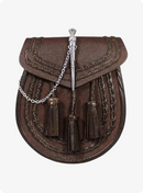 Pin Lock Brown Braided Leather Sporran