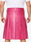 Pink Leather Utility Kilt with Chain Detailing & Adjustable Straps