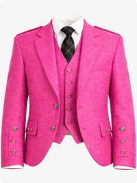 Pink Tweed Argyle Kilt Jacket With Vest