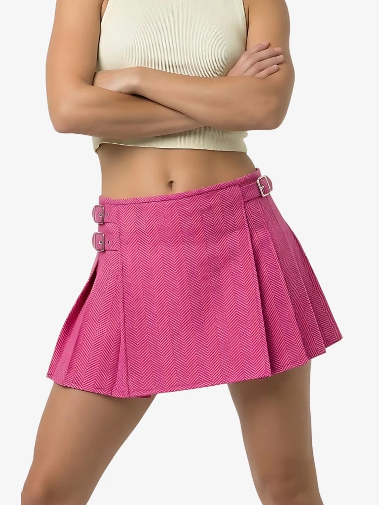 Kilt en Tweed Chevron Rose pour Femme