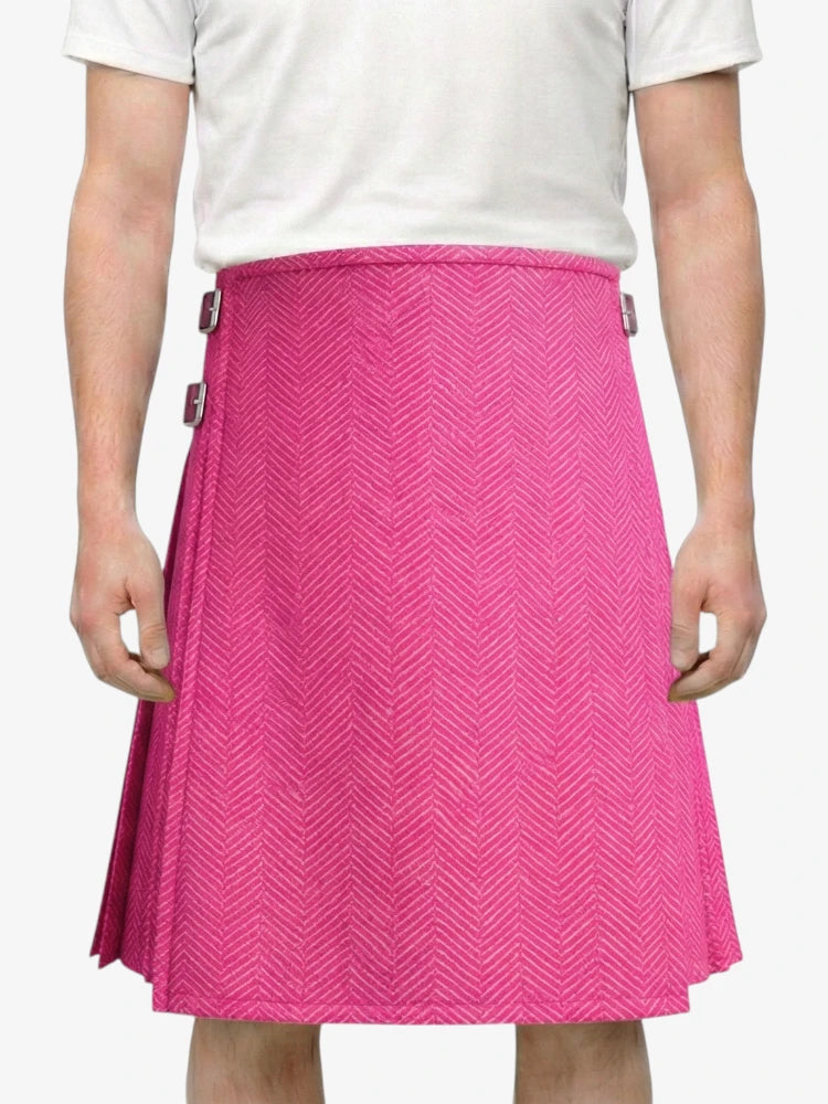 Pink Tweed Herringbone Kilt