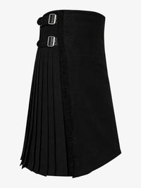 Plain Black Tartan Kilt Right Side